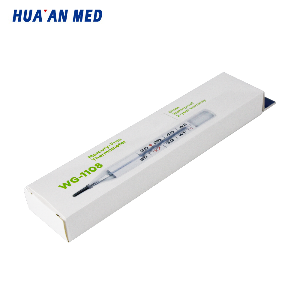 HUAAN MED Oral Armpit Rectal Medical Clinical Gallium Mercury Free Glass Manual Thermometer