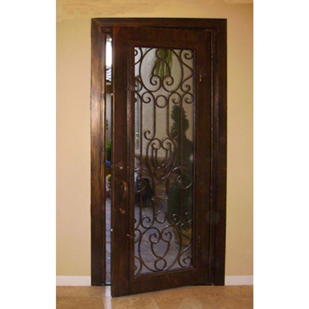 Spain classical practical black color french single front security wrought iron door