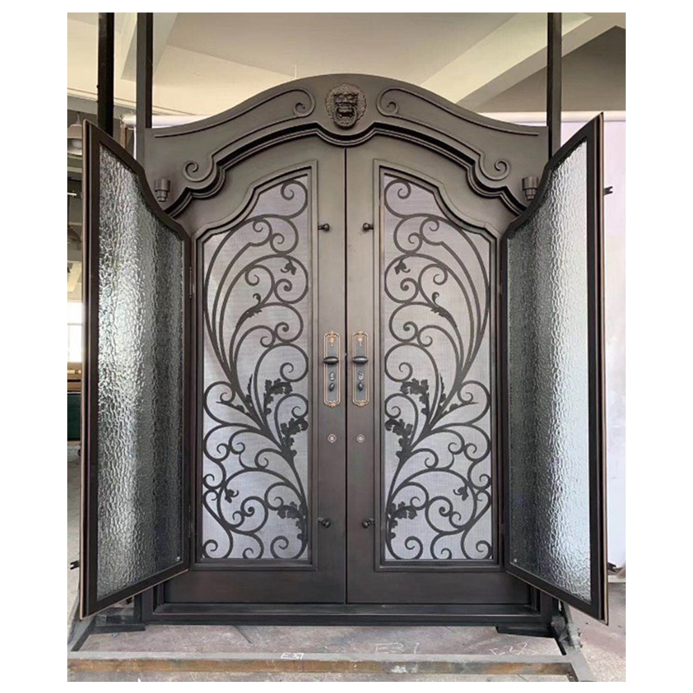 New Products Metal Steel Big Beauty Antique Refined Exterior Security Steel Doors Front Pivot Modern Flat Exterior Door