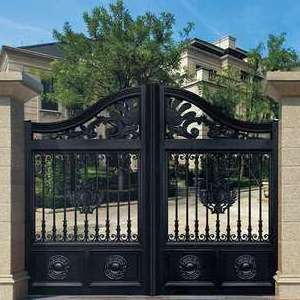 Outdoor Large Luxury Double Main Iron Gates aluminum Gate Pillars Design