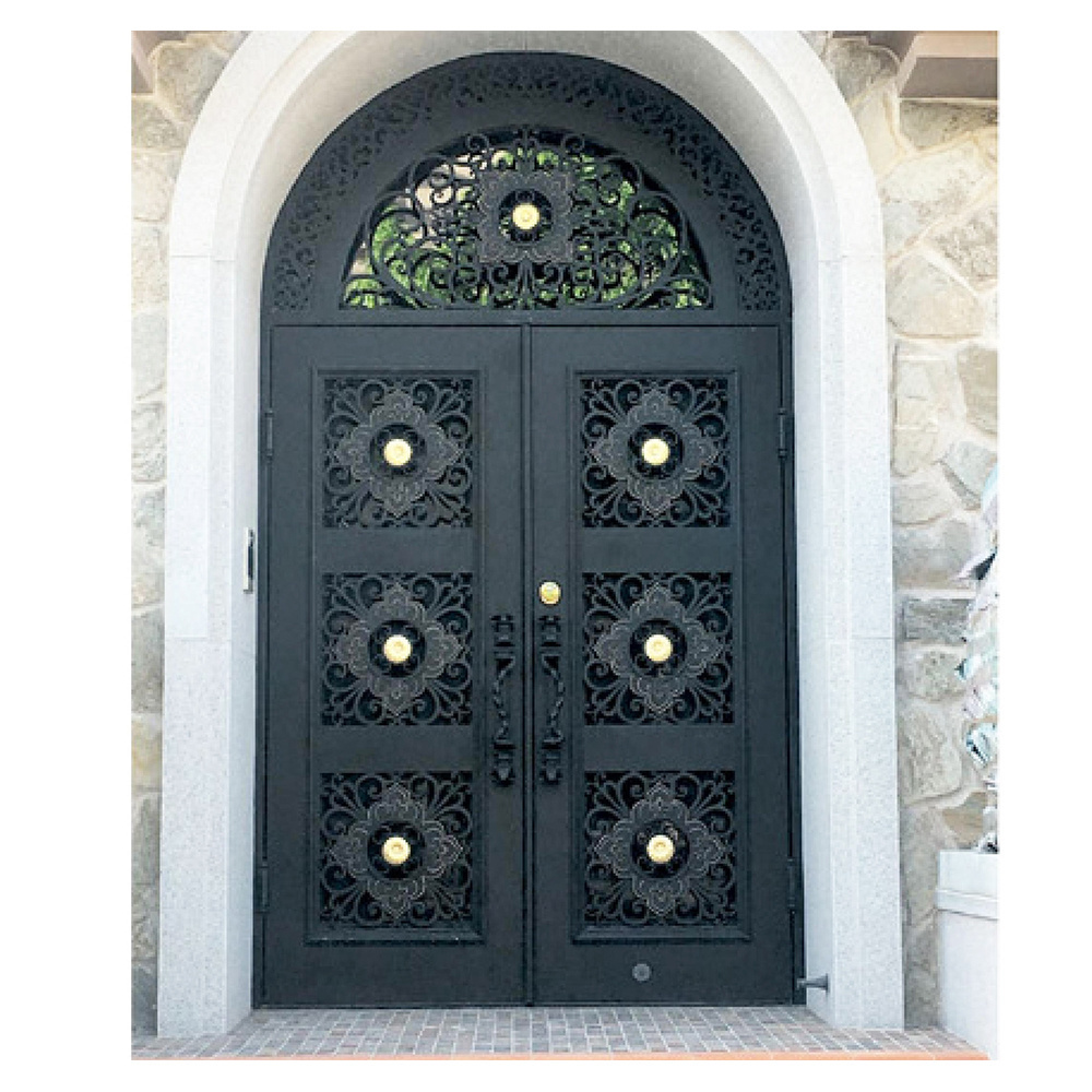 Chinese Metal Doors One Stop Service Decorative Front Double Windows Main Double Door Wooden Exterior Iron French Door