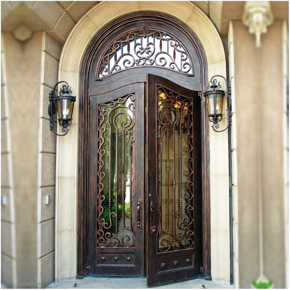 turkey wrought iron front entrance double lowe glass exterior patio commercial security door