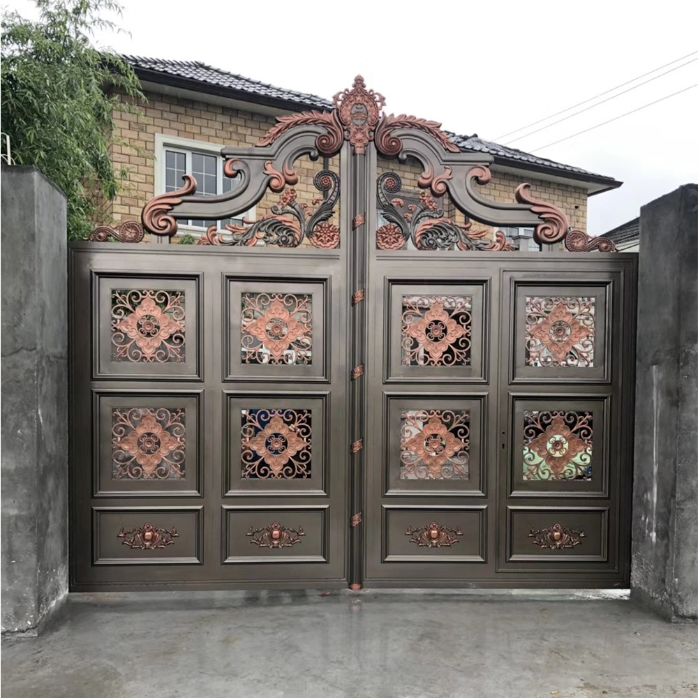 Latest Wall Luxury Electric Automatic Telescopic Sliding Iron Gate Designs Simple Single Main Door Exterior Iron Price Gate