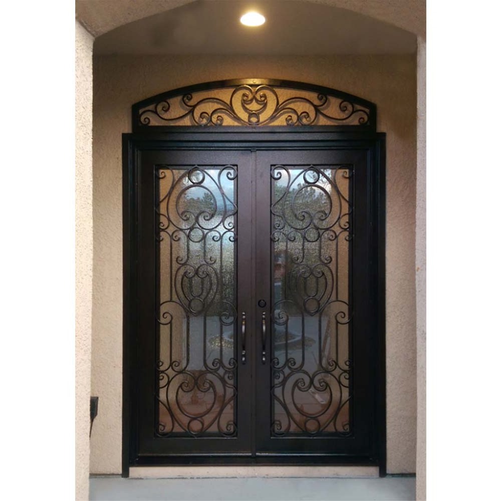 Spain classical practical black color french single front security wrought iron door