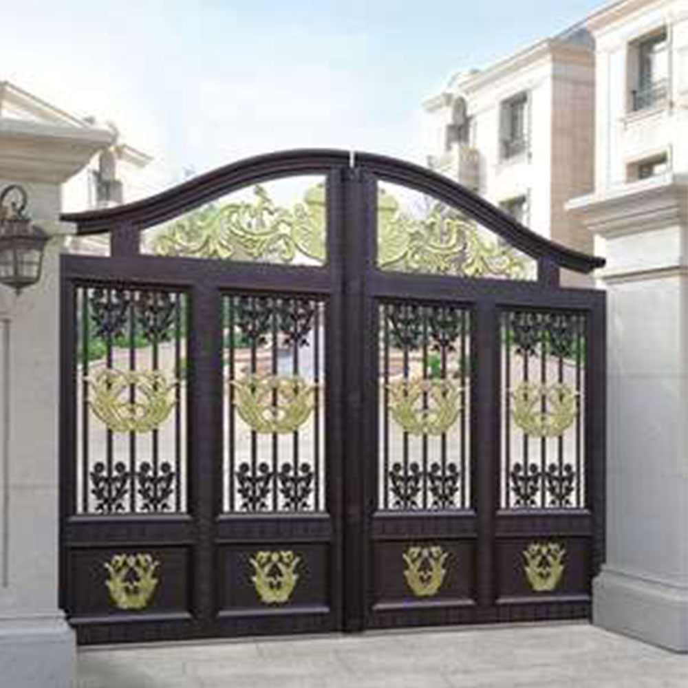 Outdoor Large Luxury Double Main Iron Gates aluminum Gate Pillars Design