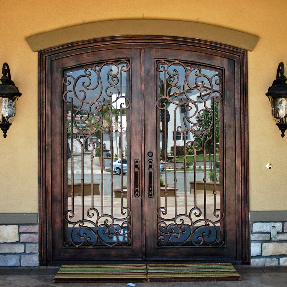 turkey wrought iron front entrance double lowe glass exterior patio commercial security door