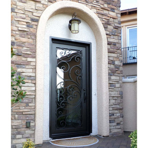 Spain classical practical black color french single front security wrought iron door