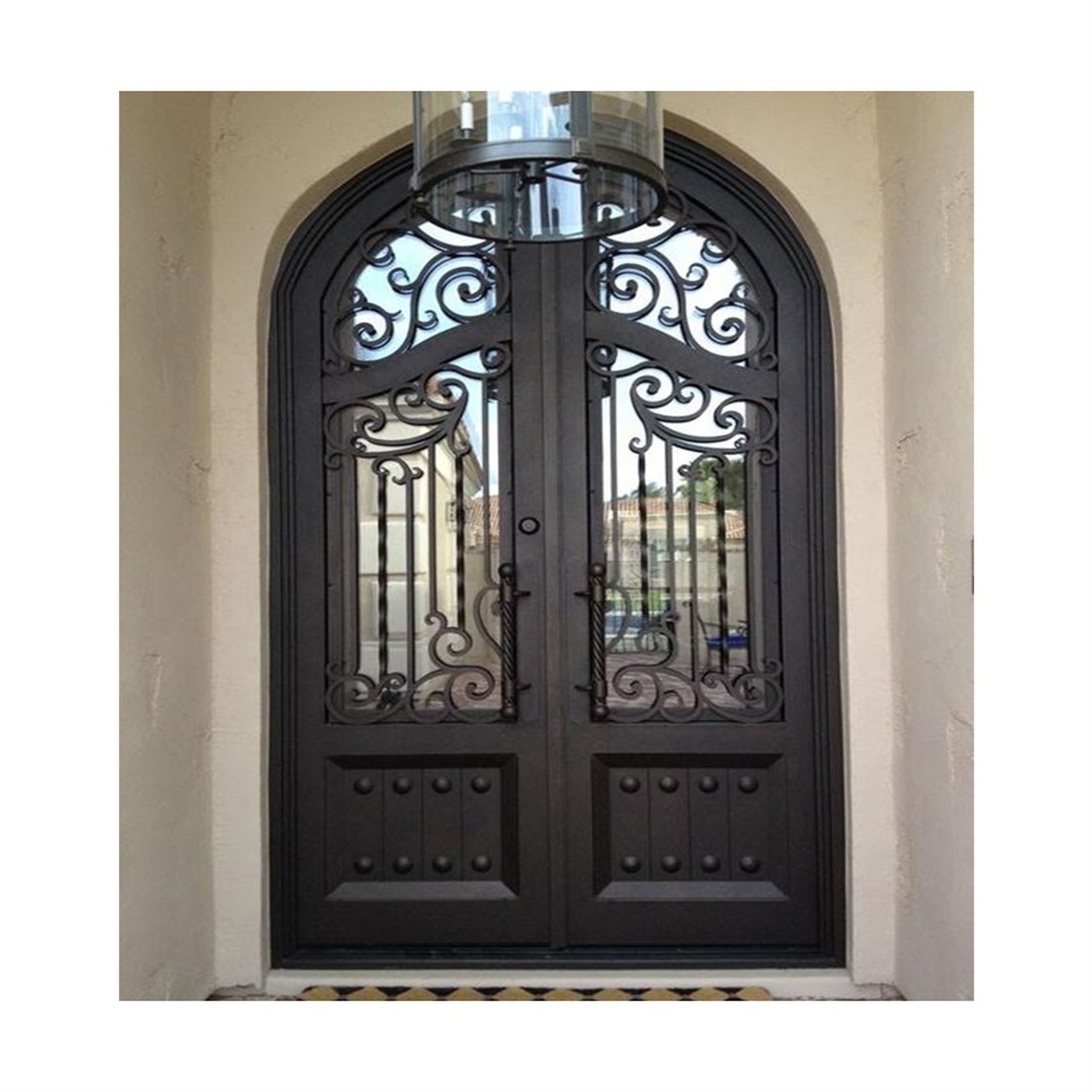 2022 Porte Design Nigeria Steel Interior Front Door Iron Wrought Prices Entrance Door Pivot wrought iron french doors