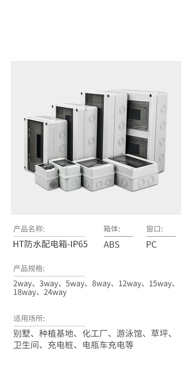 HT-3 IP54 energy meter box circuit breaker waterproof box ABS PC enclosure Din rail switch box