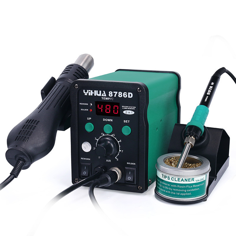 LED display 2-in-1 heat gun soldering station Adjustable temperature soldering iron desoldering station