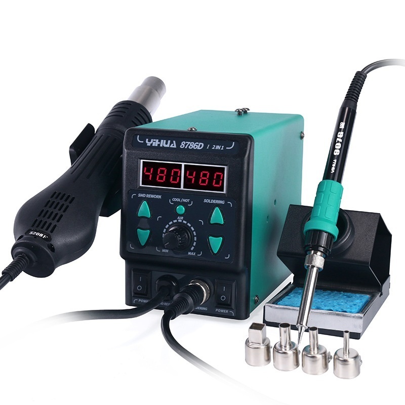 LED display 2-in-1 heat gun soldering station Adjustable temperature soldering iron desoldering station