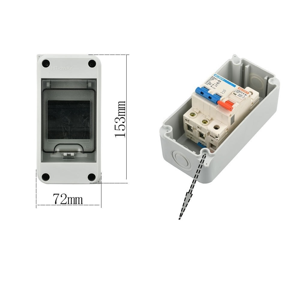 HT-3 IP54 energy meter box circuit breaker waterproof box ABS PC enclosure Din rail switch box