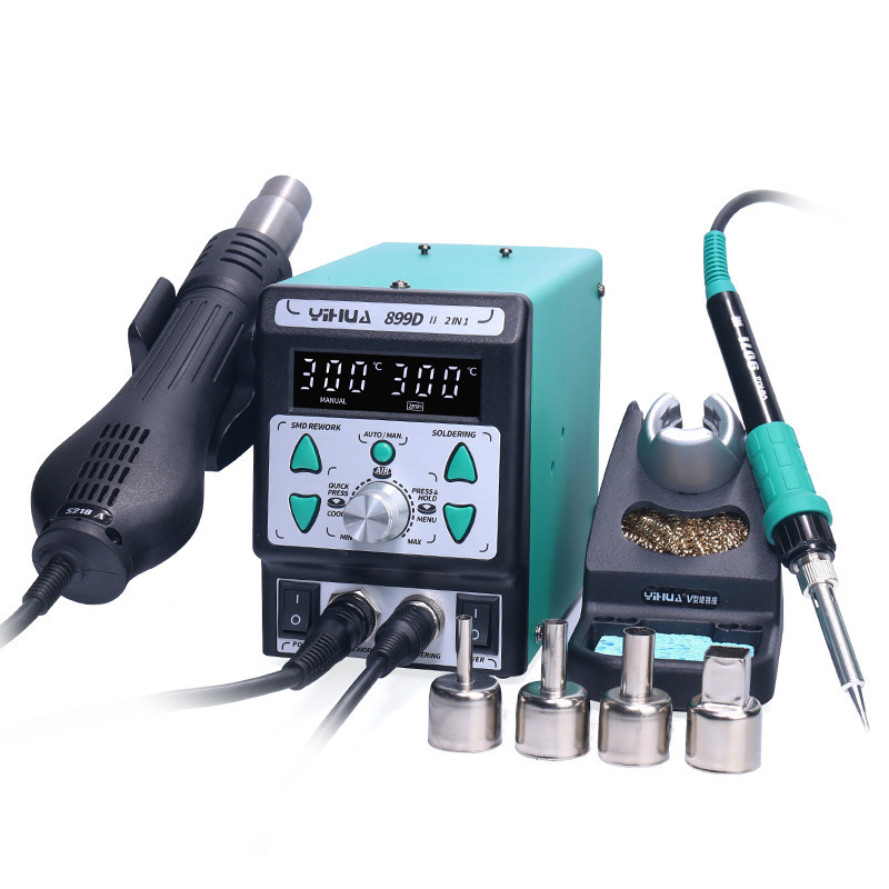 LED display 2-in-1 heat gun soldering station Adjustable temperature soldering iron desoldering station