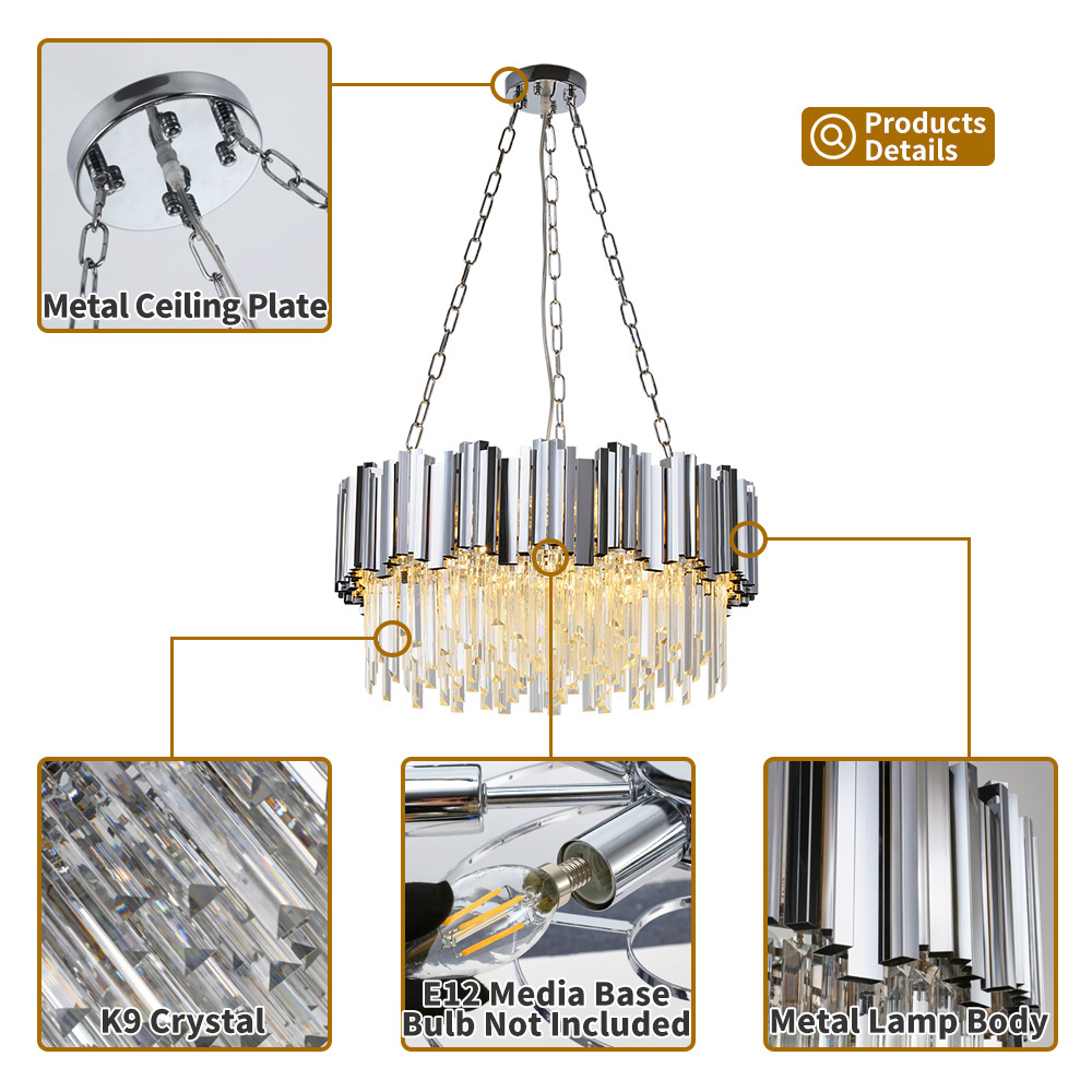 Modern Crystal Long Chandelier Crystal Living Room Luxury Led Indoor Home Large Lighting Fixtures