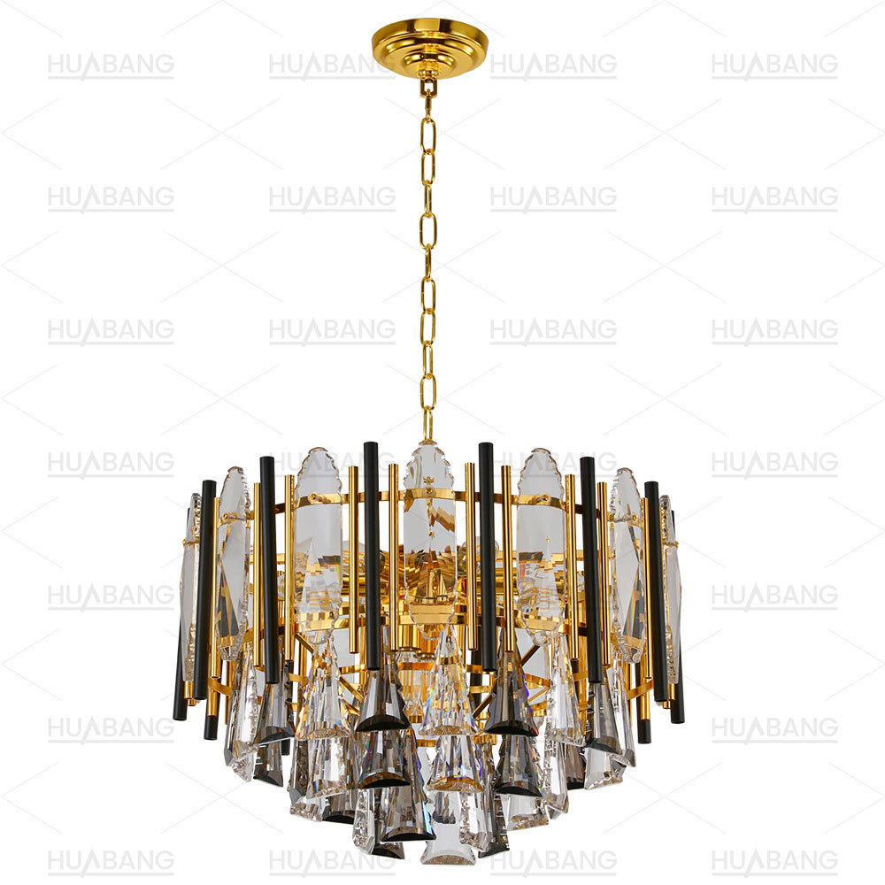 HUABANG Vintage European Golden Pendant Light Hotel Villa Dining Room Matte Black Hanging Ceiling Light Luxury Chandelier