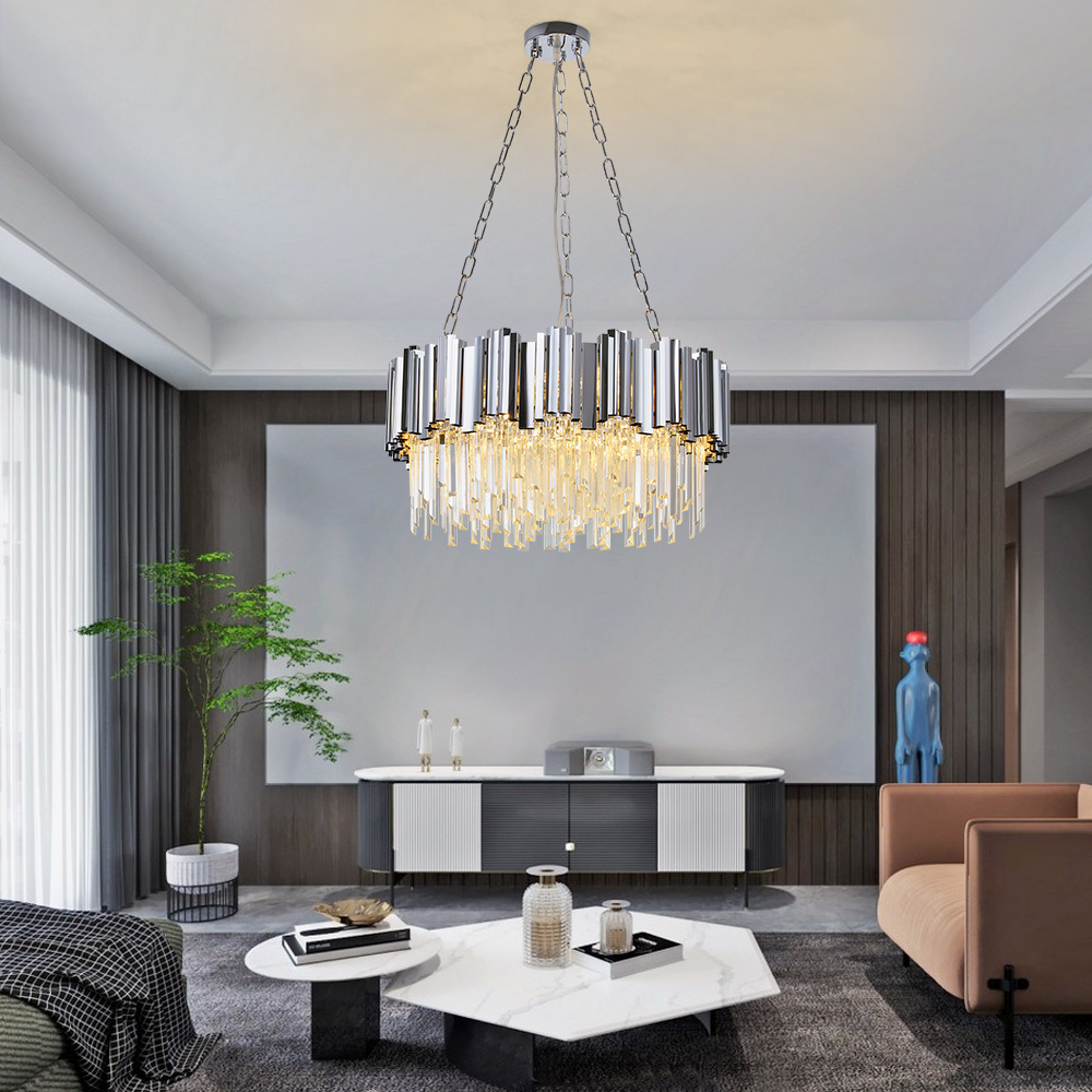 Modern Crystal Long Chandelier Crystal Living Room Luxury Led Indoor Home Large Lighting Fixtures