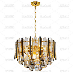 HUABANG Vintage European Golden Pendant Light Hotel Villa Dining Room Matte Black Hanging Ceiling Light Luxury Chandelier