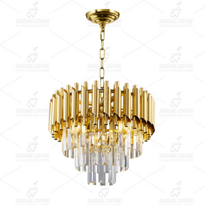 Metal Tube Luxury Crystal Chandelier Living Room Dining Room Farmhouse Chain Pendant Lights for sale