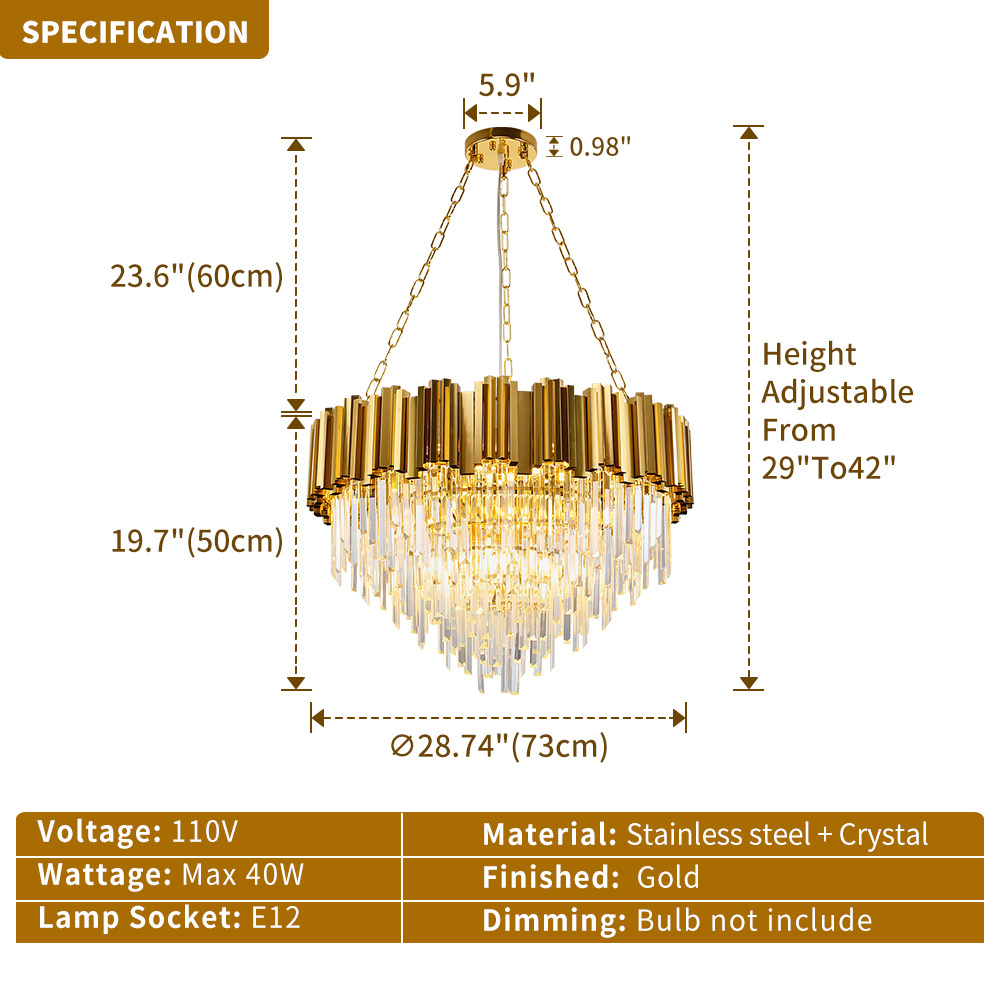 Metal Luxury Pendant Lights Living Room Dining Room Farmhouse Chain Pendant Lights