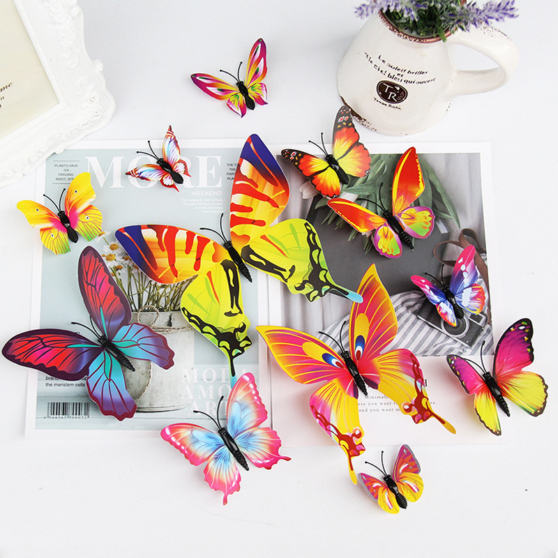 12 single-layer simulated three-dimensional butterflies 3D hollow butterfly wall sticker wall decoration, Bouquet decoration