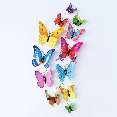 12 single-layer simulated three-dimensional butterflies 3D hollow butterfly wall sticker wall decoration, Bouquet decoration