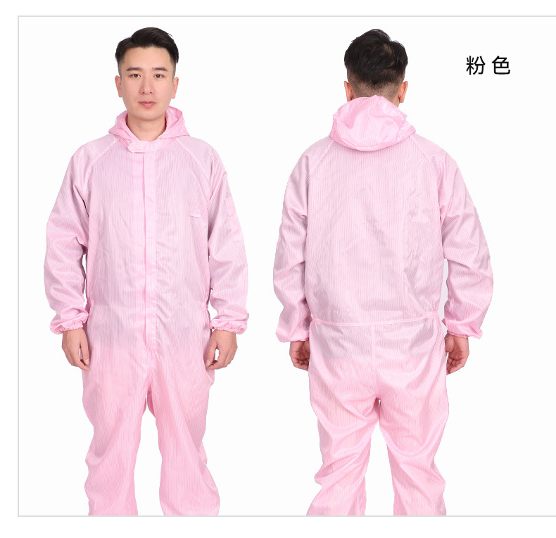 White Cleanroom Antistatic Washable Workwear ESD Jumpsuits Coverall Gowns With Hood Headcover