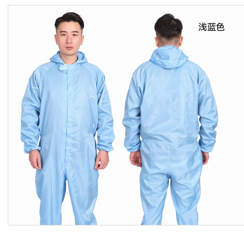 White Cleanroom Antistatic Washable Workwear ESD Jumpsuits Coverall Gowns With Hood Headcover