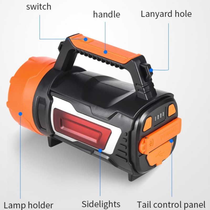 Factory 500lumen 4400mAh lantern worklight spotlight handheld rescue touch Led USB hand generator rechargeable flashlight