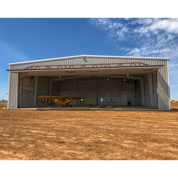 Prefab galvanized steel structure aircraft hangar construction