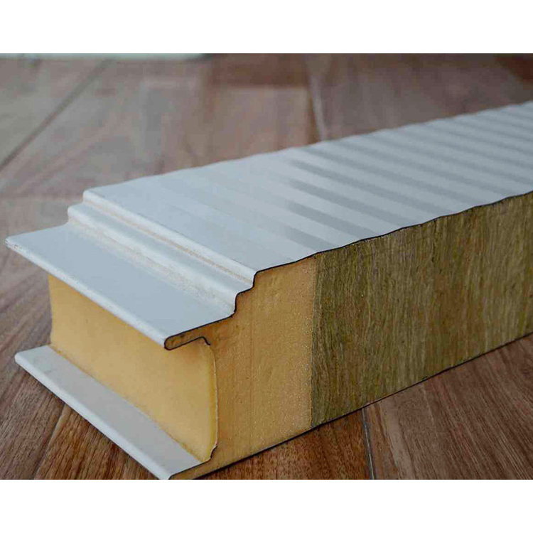 Easy installation insulated metal  building material rock wool sandwich board exterior wall and roof panel price