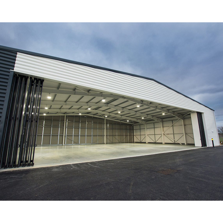 Prefab galvanized steel structure aircraft hangar construction