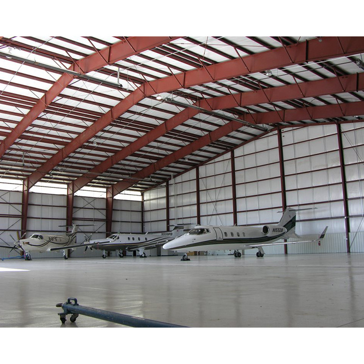 Prefab galvanized steel structure aircraft hangar construction