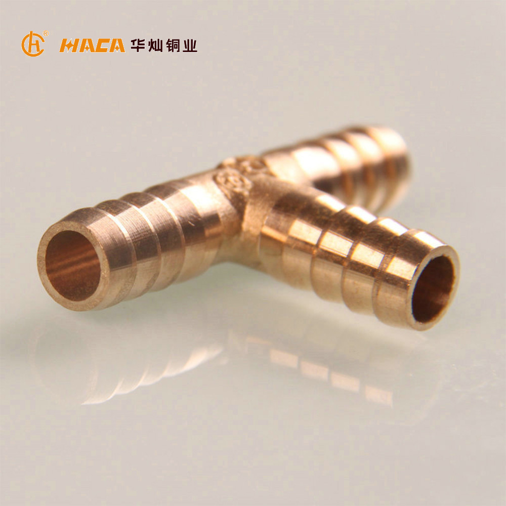 Brass pipe fitting tee shape brass barb hose tee