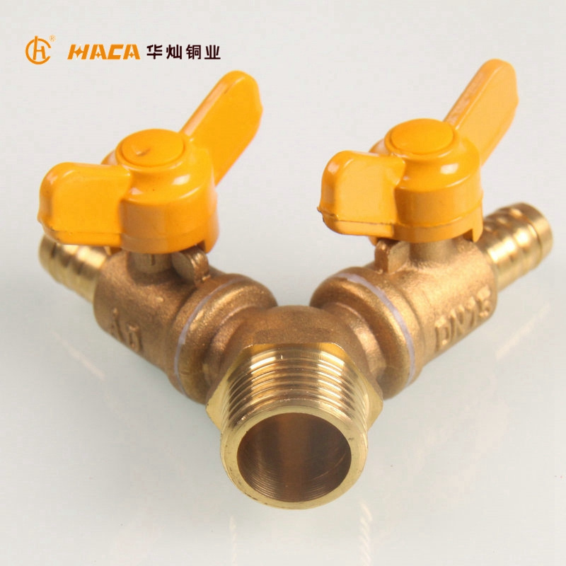 Standard brass gas ball valve with butterfly handle