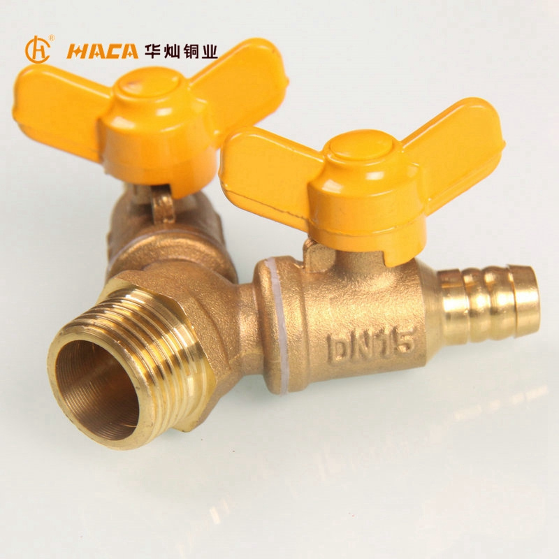 Standard brass gas ball valve with butterfly handle