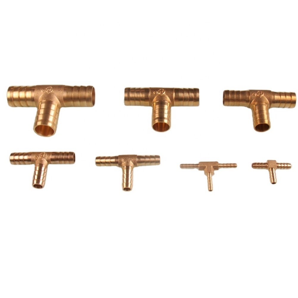 Brass pipe fitting tee shape brass barb hose tee