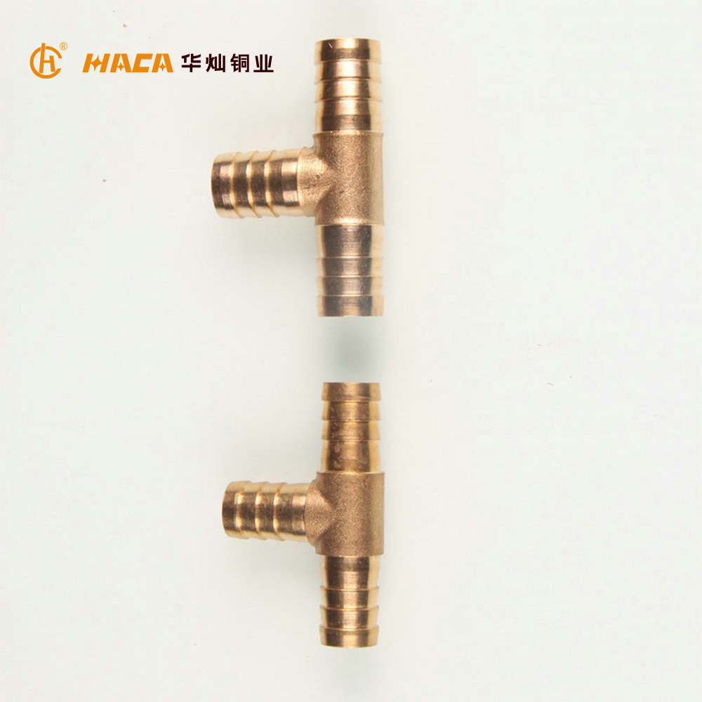 Brass pipe fitting tee shape brass barb hose tee