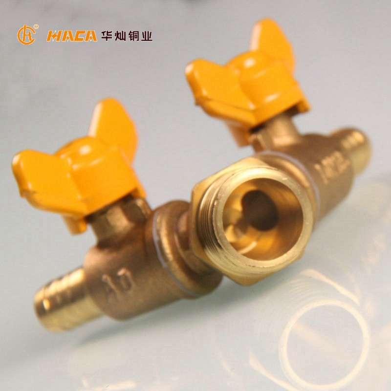 Standard brass gas ball valve with butterfly handle