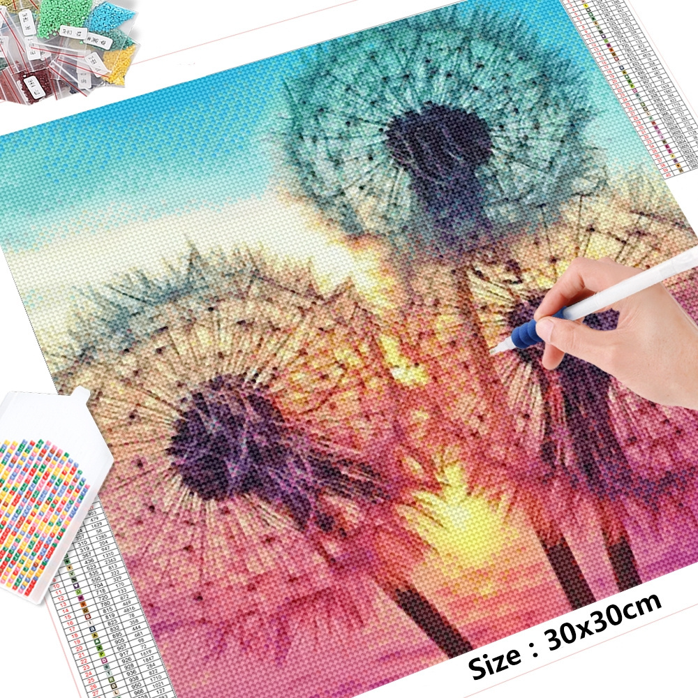 5d Diamond Painting Dandelion Full Drills Canvas Painting Wall Art Decorations Flower Diamond Embroidery Kits