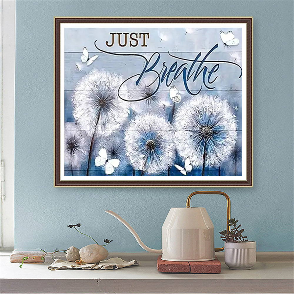 Full Drill Diamond Embroidery Colorful Dandelion 5d Crystal Diamond Painting Bedroom Wall Flower Painting TextHanging Decor