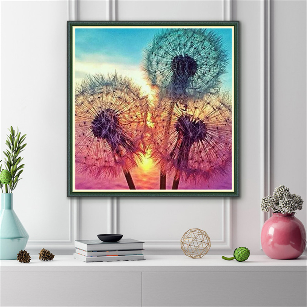 5d Diamond Painting Dandelion Full Drills Canvas Painting Wall Art Decorations Flower Diamond Embroidery Kits