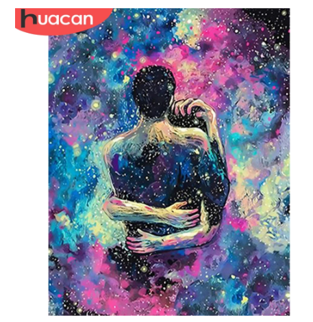 HUACAN Oil Painting By Numbers Couples Handpainted Abstract On Canvas DIY Pictures Lovers Gift Home Decoration Wall Art