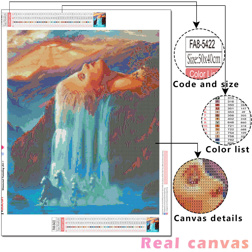 HUACAN 5D Diamond Painting  Waterfall Cross Stitch Diamond Embroidery Landscape Mosaic Kits  Wall Art