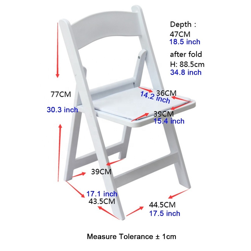 Wholesale America Popular Wimbledon Wedding Plastic White Resin Padded Folding Chairs, Outdoor Tiffany Garden Chairs for Event