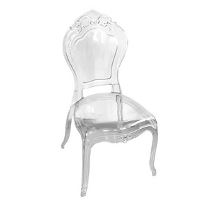 Wholesale Full Molded Armless Crown Royal Princess Chairs, Acrylic PC Court Transparent Side Chair for Event Hotel Wedding