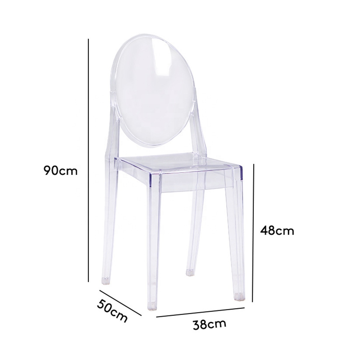 Factory Wholesale Full Molded Ghost Chairs, Resin PC Dining Chair for Restaurant Bistro, Outdoor Side Chiavari Chairs for Event