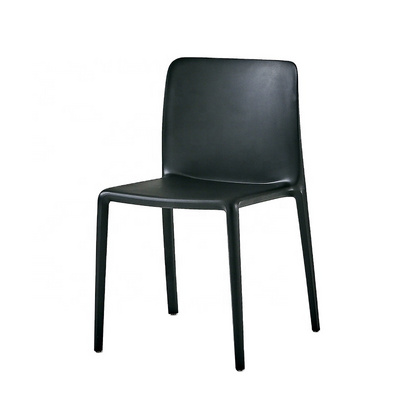 Mid-Century Full Molded Plastic Large Backrest Chairs, PP Monoblock Side Chair for Dining Restaurant Bistro Cafe Outdoor