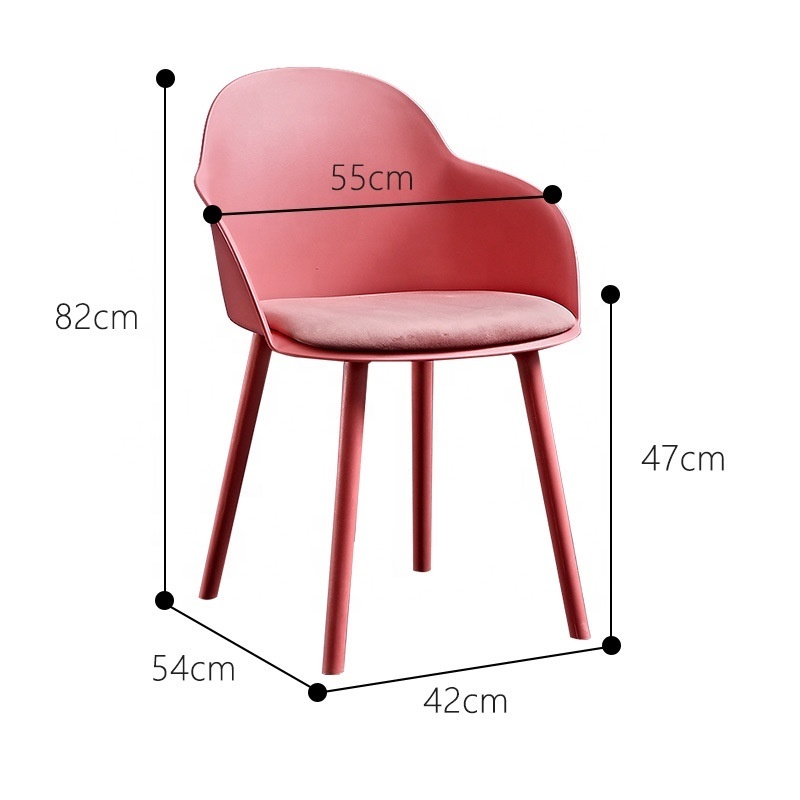 Mid-Century Molded Plastic Velvet Seat Chairs, PP Disassemble Upholstered Arm Chair for Dining Restaurant Bistro Cafe Outdoor