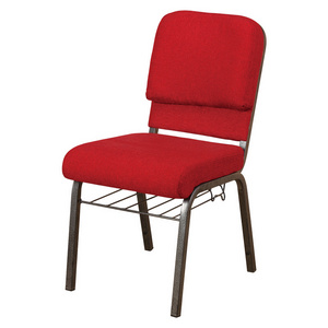 Auditorium Red Interlock Stacking Church Chair For Free Used Metal Factory Wholesale Metal Fabric Burgundy Color