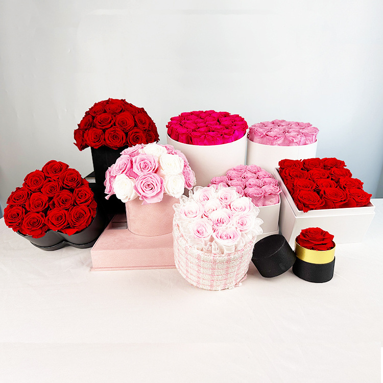 Wholesale Forever Rose Flower Box Christmas Decorations Indoor Preserved Stabilized Roses Valentine Rose Box